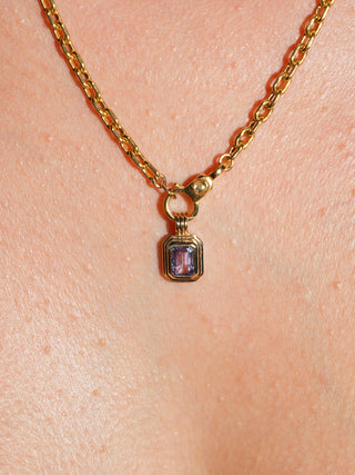 Baby I'm Blue Sapphire Triple Emerald Cut Charm in Yellow 14k Gold