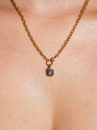 Baby I'm Blue Sapphire Triple Emerald Cut Charm in Yellow 14k Gold
