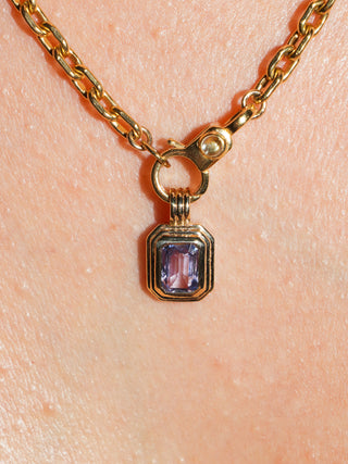 Baby I'm Blue Sapphire Triple Emerald Cut Charm in Yellow 14k Gold