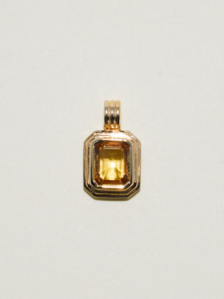Tall Grass Green Sapphire Triple East to West Emerald Cut Charm in Yellow 14k Gold