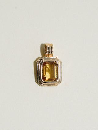 Tall Grass Green Sapphire Triple East to West Emerald Cut Charm in Yellow 14k Gold