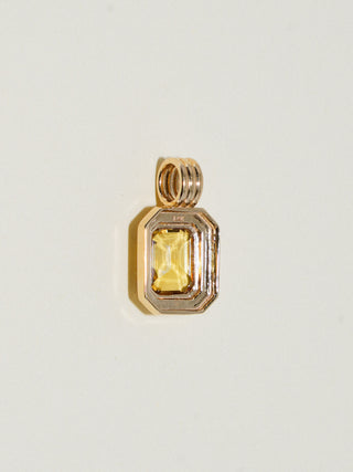 Tall Grass Green Sapphire Triple East to West Emerald Cut Charm in Yellow 14k Gold