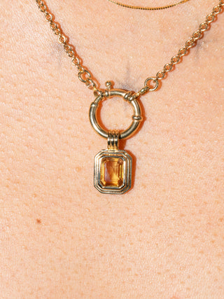 Tall Grass Green Sapphire Triple East to West Emerald Cut Charm in Yellow 14k Gold