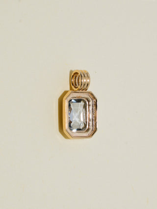 Navy Please Blue Sapphire Triple Emerald Cut Charm in Yellow 14k Gold