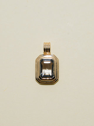 Navy Please Blue Sapphire Triple Emerald Cut Charm in Yellow 14k Gold