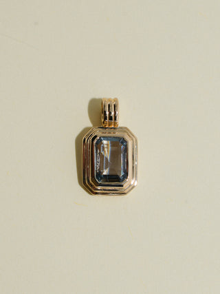 Navy Please Blue Sapphire Triple Emerald Cut Charm in Yellow 14k Gold
