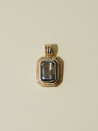 Navy Please Blue Sapphire Triple Emerald Cut Charm in Yellow 14k Gold