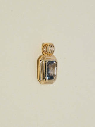Navy Please Blue Sapphire Triple Emerald Cut Charm in Yellow 14k Gold