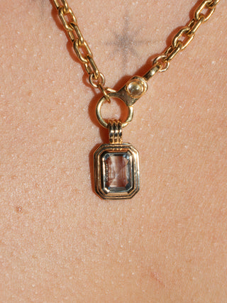 Navy Please Blue Sapphire Triple Emerald Cut Charm in Yellow 14k Gold