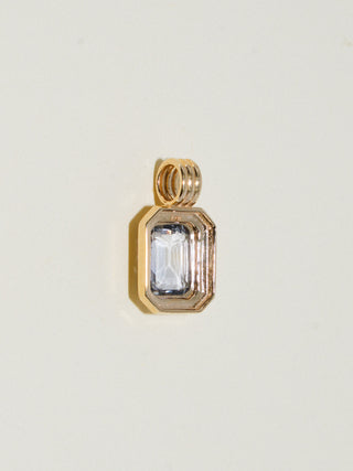 Lagoon Blue Sapphire Triple Emerald Cut Charm in Yellow 14k Gold
