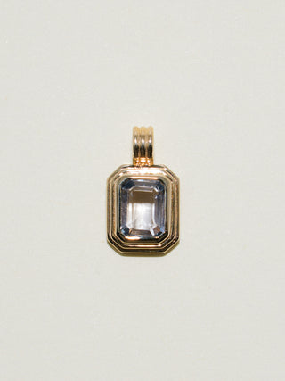 Lagoon Blue Sapphire Triple Emerald Cut Charm in Yellow 14k Gold
