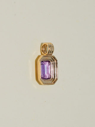 Feed Me Grapes Purple Sapphire Triple Emerald Cut Charm in Yellow 14k Gold