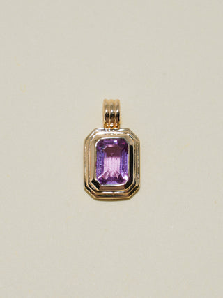 Feed Me Grapes Purple Sapphire Triple Emerald Cut Charm in Yellow 14k Gold