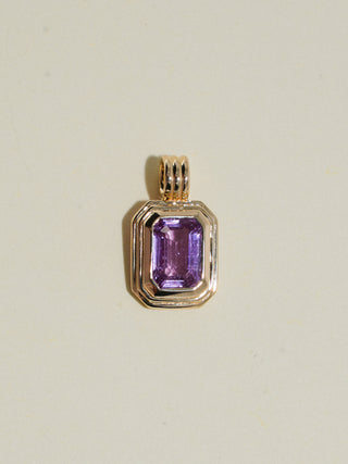 Feed Me Grapes Purple Sapphire Triple Emerald Cut Charm in Yellow 14k Gold