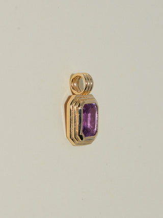 Feed Me Grapes Purple Sapphire Triple Emerald Cut Charm in Yellow 14k Gold