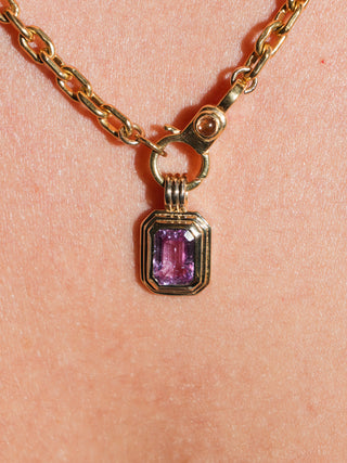 Feed Me Grapes Purple Sapphire Triple Emerald Cut Charm in Yellow 14k Gold