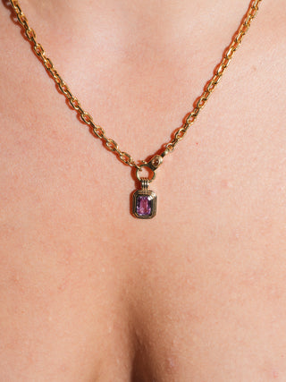 Feed Me Grapes Purple Sapphire Triple Emerald Cut Charm in Yellow 14k Gold