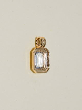 Frosted Dreams White Sapphire Triple Emerald Cut Charm in Yellow 14k Gold