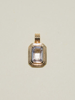 Frosted Dreams White Sapphire Triple Emerald Cut Charm in Yellow 14k Gold