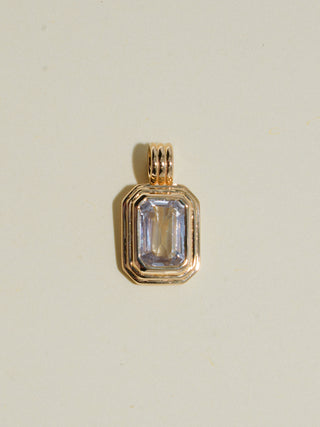 Frosted Dreams White Sapphire Triple Emerald Cut Charm in Yellow 14k Gold