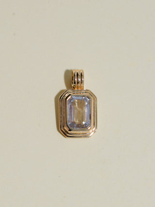 Frosted Dreams White Sapphire Triple Emerald Cut Charm in Yellow 14k Gold