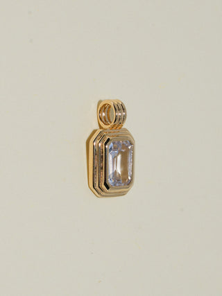 Frosted Dreams White Sapphire Triple Emerald Cut Charm in Yellow 14k Gold