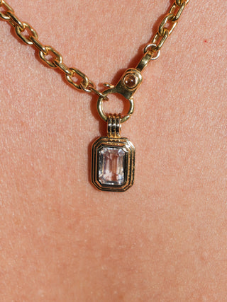 Frosted Dreams White Sapphire Triple Emerald Cut Charm in Yellow 14k Gold