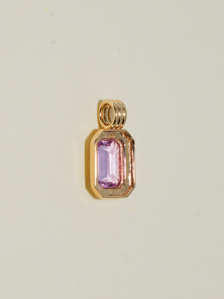 Promises Pink Sapphire Triple Emerald Cut Charm in Yellow 14k Gold