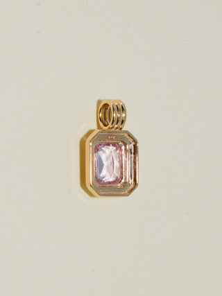 Bubble Blower Pink Sapphire Triple Emerald Cut Charm in Yellow 14k Gold