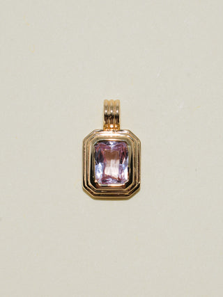 Bubble Blower Pink Sapphire Triple Emerald Cut Charm in Yellow 14k Gold
