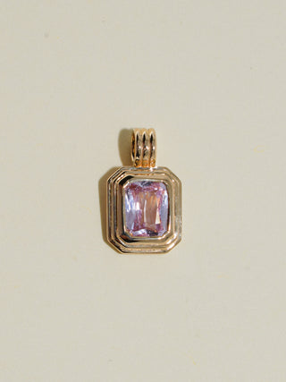 Bubble Blower Pink Sapphire Triple Emerald Cut Charm in Yellow 14k Gold