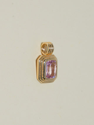 Bubble Blower Pink Sapphire Triple Emerald Cut Charm in Yellow 14k Gold