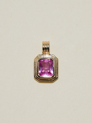 Rose FRoze Pink Sapphire Triple Emerald Cut Charm in Yellow 14k Gold