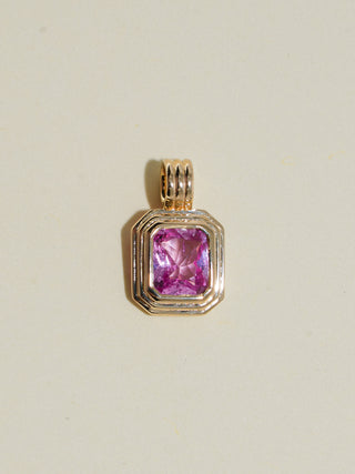 Rose FRoze Pink Sapphire Triple Emerald Cut Charm in Yellow 14k Gold