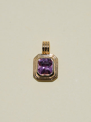 Elodie Purple Sapphire Triple Cushion Cut Charm in Yellow 14k Gold