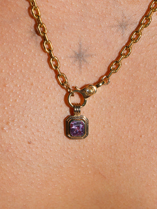Elodie Purple Sapphire Triple Cushion Cut Charm in Yellow 14k Gold