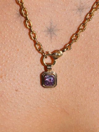 Elodie Purple Sapphire Triple Cushion Cut Charm in Yellow 14k Gold