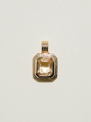 First Thing White Sapphire Triple Emerald Cut Charm in Yellow 14k Gold