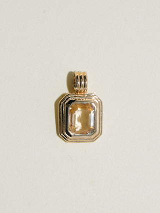 First Thing White Sapphire Triple Emerald Cut Charm in Yellow 14k Gold