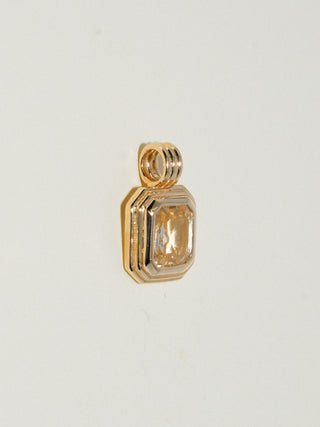 First Thing White Sapphire Triple Emerald Cut Charm in Yellow 14k Gold