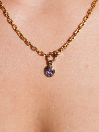 Pweeeeety Purple Sapphire Triple Round Cut Charm in Yellow 14k Gold