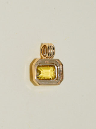 Goddess Green Sapphire Triple Emerald Cut Charm in Yellow 14k Gold