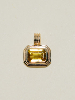 Goddess Green Sapphire Triple Emerald Cut Charm in Yellow 14k Gold