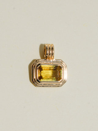 Goddess Green Sapphire Triple Emerald Cut Charm in Yellow 14k Gold
