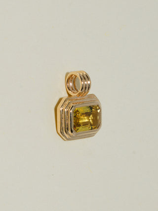 Goddess Green Sapphire Triple Emerald Cut Charm in Yellow 14k Gold