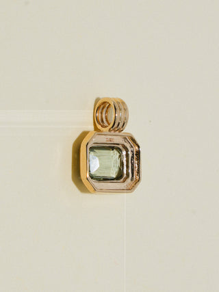 She was a fairy Green Sapphire Triple East to West Emerald Cut Charm in Yellow 14k Gold
