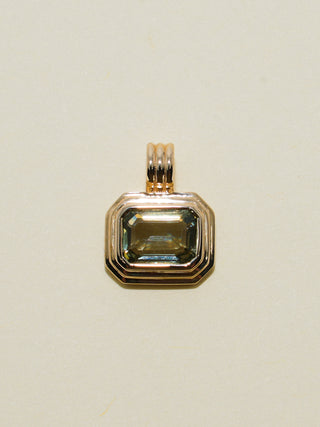 She was a fairy Green Sapphire Triple East to West Emerald Cut Charm in Yellow 14k Gold