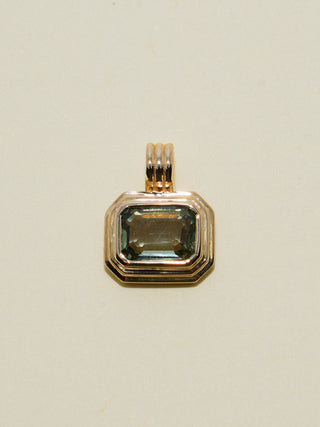 She was a fairy Green Sapphire Triple East to West Emerald Cut Charm in Yellow 14k Gold
