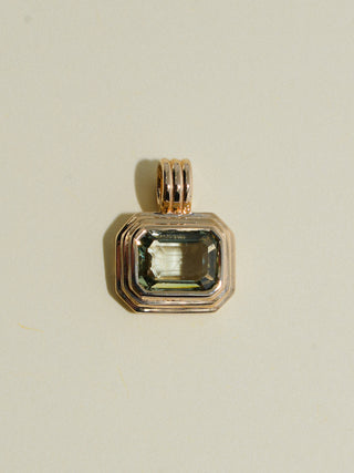 She was a fairy Green Sapphire Triple East to West Emerald Cut Charm in Yellow 14k Gold