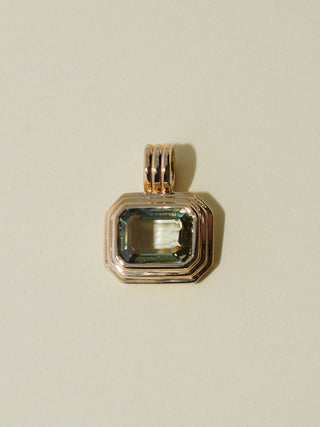 She was a fairy Green Sapphire Triple East to West Emerald Cut Charm in Yellow 14k Gold